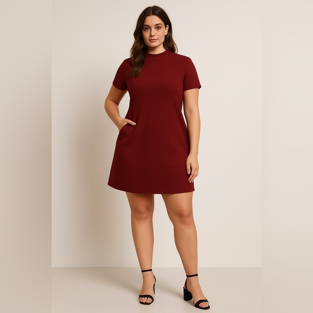 Theory “Jasneah” Mod Shift Mini Dress In Rich Orange Red Color. Size 12
